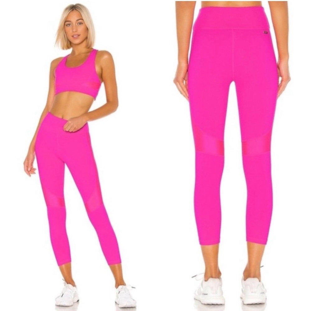 ALALA Yoga Hot Pink Crop Vamp Leggings High Waist Activewear Luxury Pilates Sz S